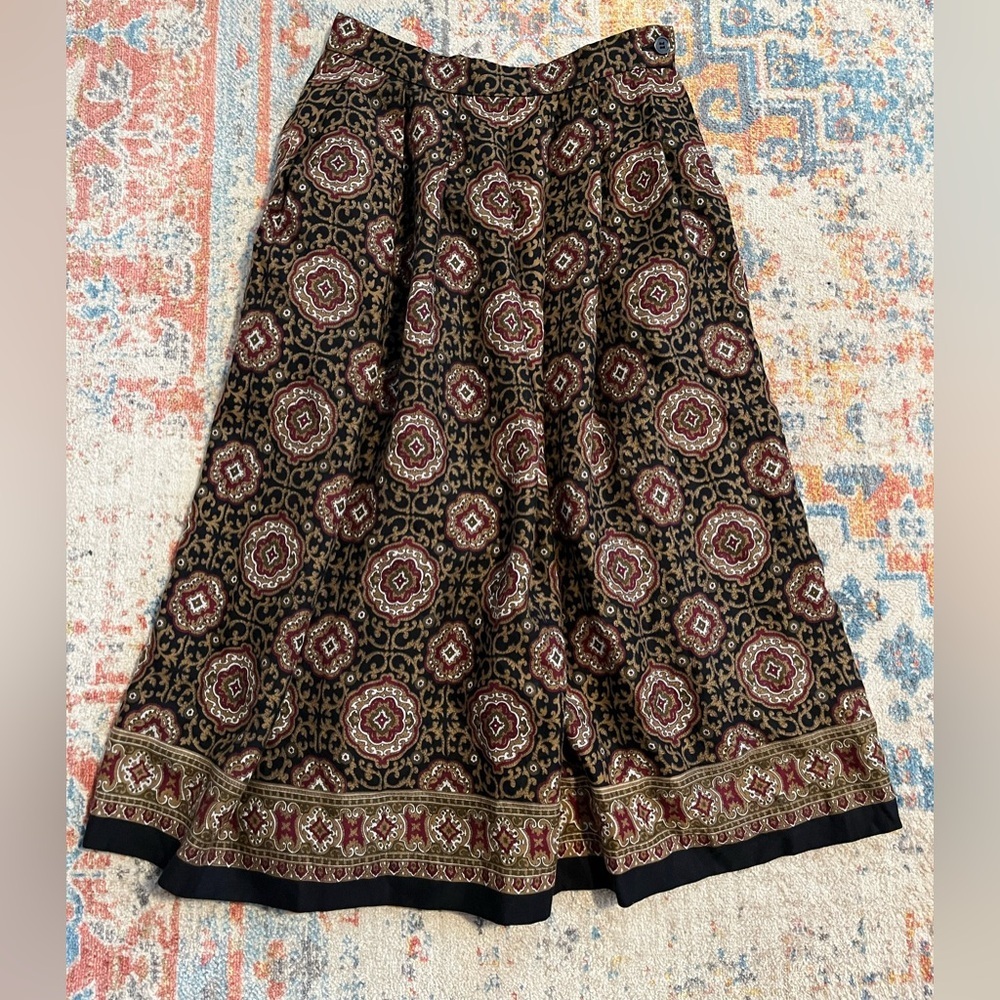 Talbots vintage knee-length wool-blend paisley print skirt